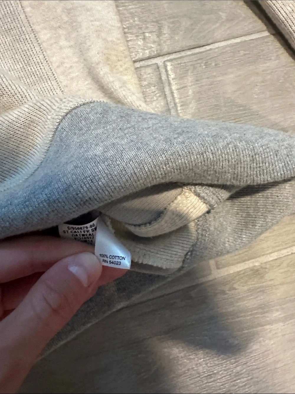 Banana Republic Men's Crewneck Sweater in Light Beige with Gray Trim